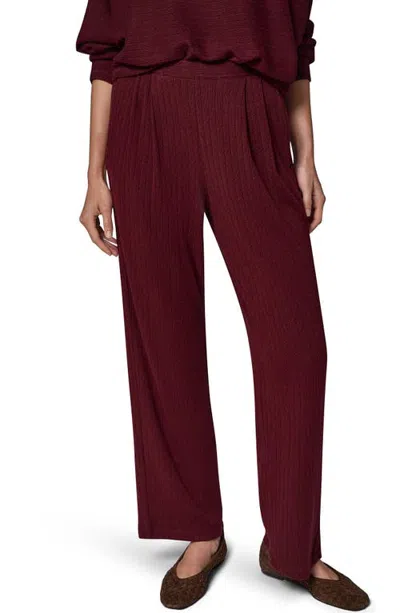 Donna Karan New York Brushed Rib Wide Leg Pants In Burgundy
