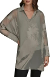 Donna Karan New York Brushstroke Burnout Tunic In Green