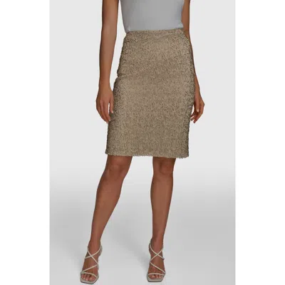 Donna Karan New York Bugle Beaded Pencil Skirt In Gold