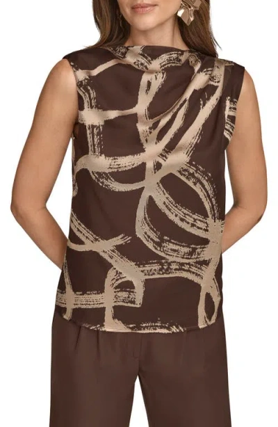 Donna Karan New York Burnout Gathered Shoulder Top In Brown