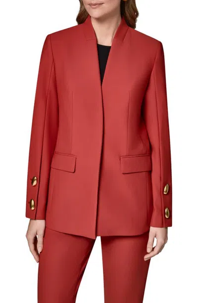 Donna Karan New York Button Cuff Blazer In Red