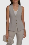 Donna Karan New York Button-up Knit Vest In Clay
