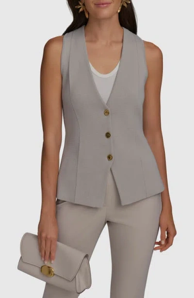 Donna Karan New York Button-up Knit Vest In Clay