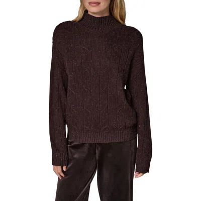 Donna Karan New York Cable Mock Neck Sweater In Brown