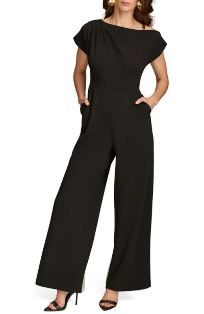 Donna Karan New York Caddy Cold Shoulder Crepe Jumpsuit In Black