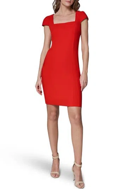 Donna Karan New York Cap Sleeve Sheath Dress In Red
