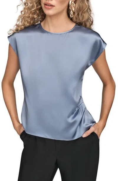Donna Karan New York Cap Sleeve Stretch Silk Top In Gray