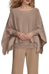 Donna Karan New York Cape Overlay Sweater In Brown