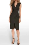 Donna Karan New York Center Ruched Crepe Sheath Dress In Black