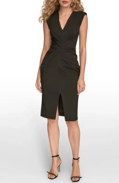 Donna Karan New York Center Ruched Crepe Sheath Dress In Black