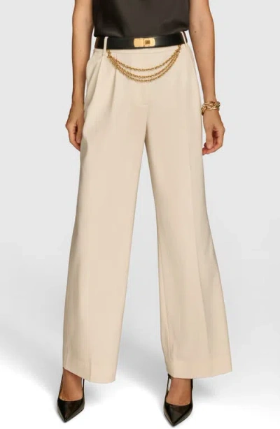 Donna Karan New York Chain Belt Wide Leg Pants In Ivory