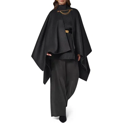 Donna Karan New York Chain Closure Wool Blend Cape In Black
