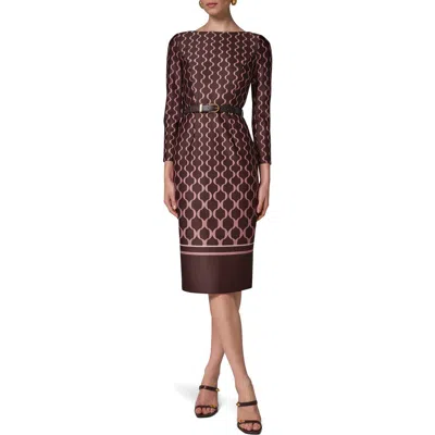 Donna Karan New York Chain Link Print Sheath Dress In Espres Mul