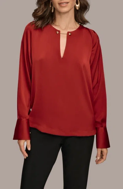 Donna Karan New York Chain Satin Top In Red