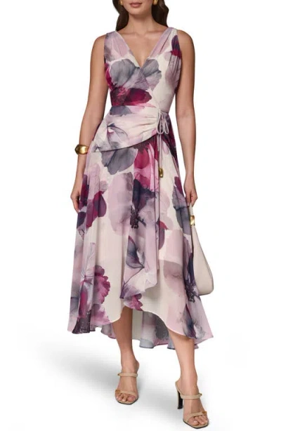 Donna Karan New York Chiffon Faux Wrap Midi Dress In White