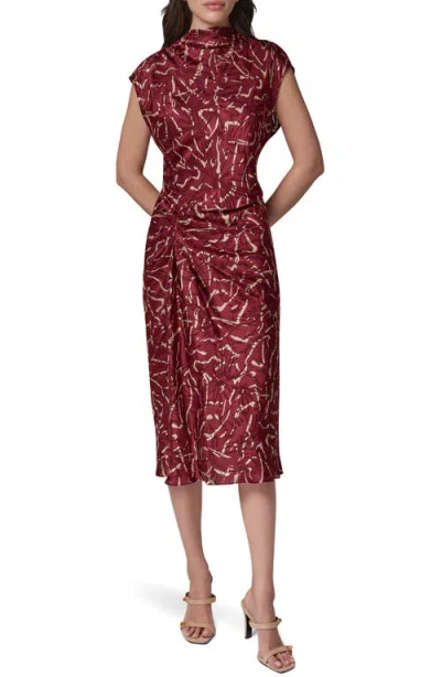 Donna Karan New York Cinched Waist Burnout Midi Dress In Red