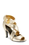 Donna Karan New York Clari Ankle Strap Peep Toe Sandal In White Gold