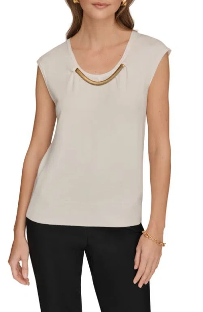 Donna Karan New York Coil Cap Sleeve Sweater In White