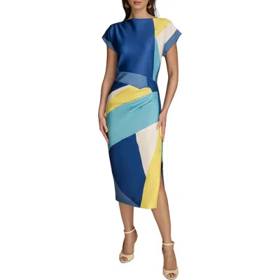 Donna Karan New York Colorblock Satin Midi Dress In Cosmos Multi