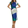 Donna Karan New York Colorblock Satin Midi Dress In Lawn Multi