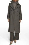 Donna Karan New York Convertible Collar Double Breasted Wool Blend Coat In Gray