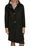 Donna Karan New York Convertible Collar Wool Blend Coat In Black