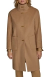 Donna Karan New York Convertible Collar Wool Blend Coat In Brown