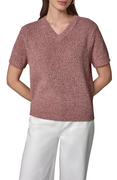 Donna Karan New York Cotton Blend V-neck Sweater In Burgundy