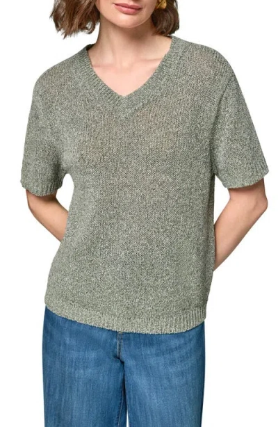 Donna Karan New York Cotton Blend V-neck Sweater In Green