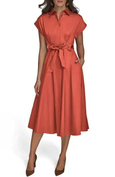 Donna Karan New York Cotton Midi Shirtdress In Springmelon