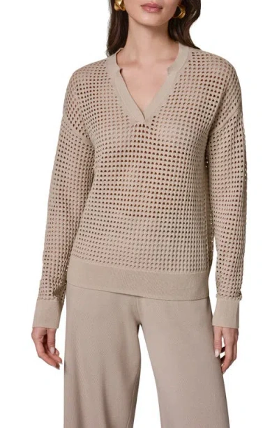 Donna Karan New York Cotton Pointelle Sweater In Brown