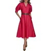 Donna Karan New York Cotton Sateen Midi Shirtdress In Audacious