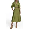 Donna Karan New York Cotton Sateen Midi Shirtdress In Kiwi