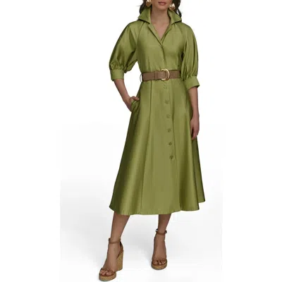 Donna Karan New York Cotton Sateen Midi Shirtdress In Kiwi