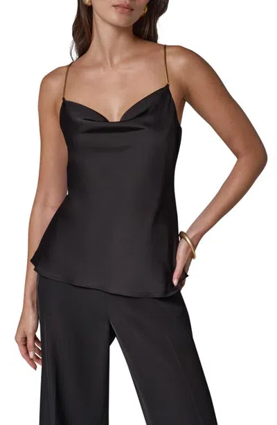 Donna Karan New York Cowl Neck Cami With Metallic Hardware Straps In Black