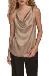 Donna Karan New York Cowl Neck Charmeuse Tank In Neutral