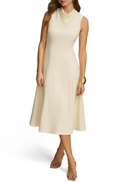 Donna Karan New York Cowl Neck Sleeveless Dress In White
