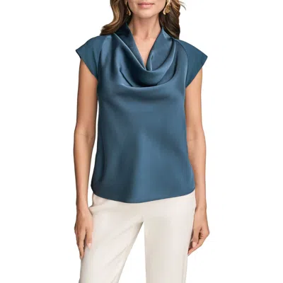 Donna Karan New York Cowl Neck Top In Blue