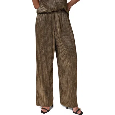 Donna Karan New York Crinkled Wide Leg Pants In Brown
