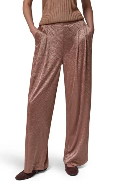 Donna Karan New York Crinkled Wide Leg Pants In Brown