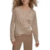Donna Karan New York Croc Burnout Drape Top In Brown