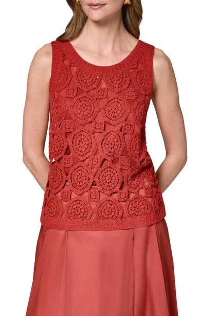 Donna Karan New York Crochet Sleeveless Sweater In Brown