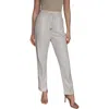 Donna Karan New York Cuffed Cotton Blend Drawstring Pants In Silver
