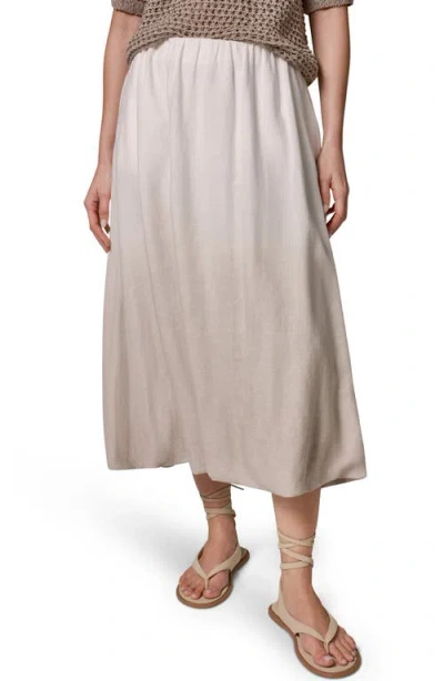 Donna Karan New York Dip Dye Bubble Hem Linen Blend Midi Skirt In Brown