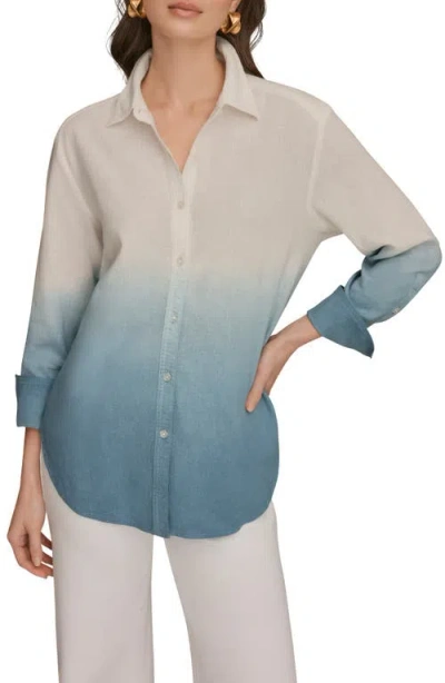 Donna Karan New York Dip Dye Linen Blend Woven Shirt In Multi