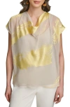 Donna Karan New York Dolman Sleeve Jacquard Top In Grey/yellow