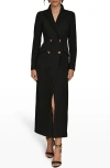 Donna Karan New York Double Breasted Long Sleeve Crepe Blazer Gown In Black