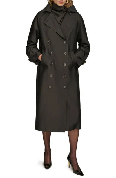 Donna Karan New York Double Breasted Trench Coat In Black
