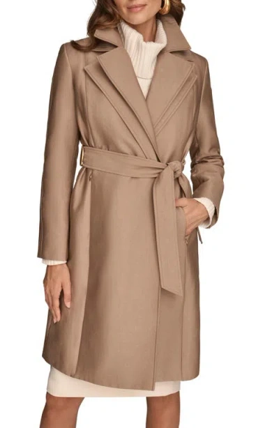 Donna Karan New York Double Collar Cotton Blend Trench Coat In Brown