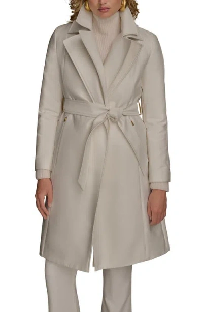 Donna Karan New York Double Collar Cotton Blend Trench Coat In White